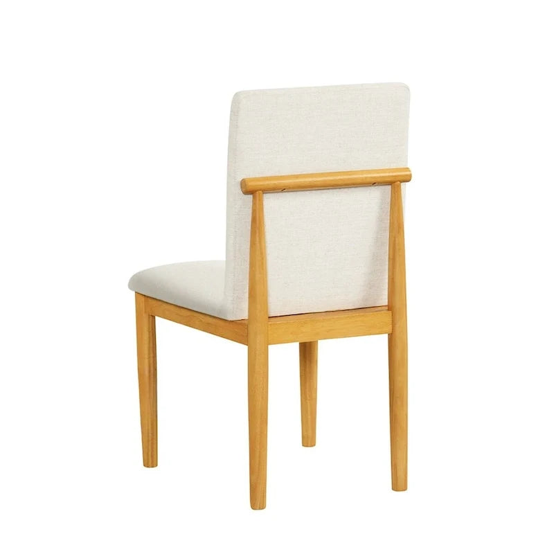 Silla de comedor moderna tapizada - tejido texturizado color crema (juego de 2)