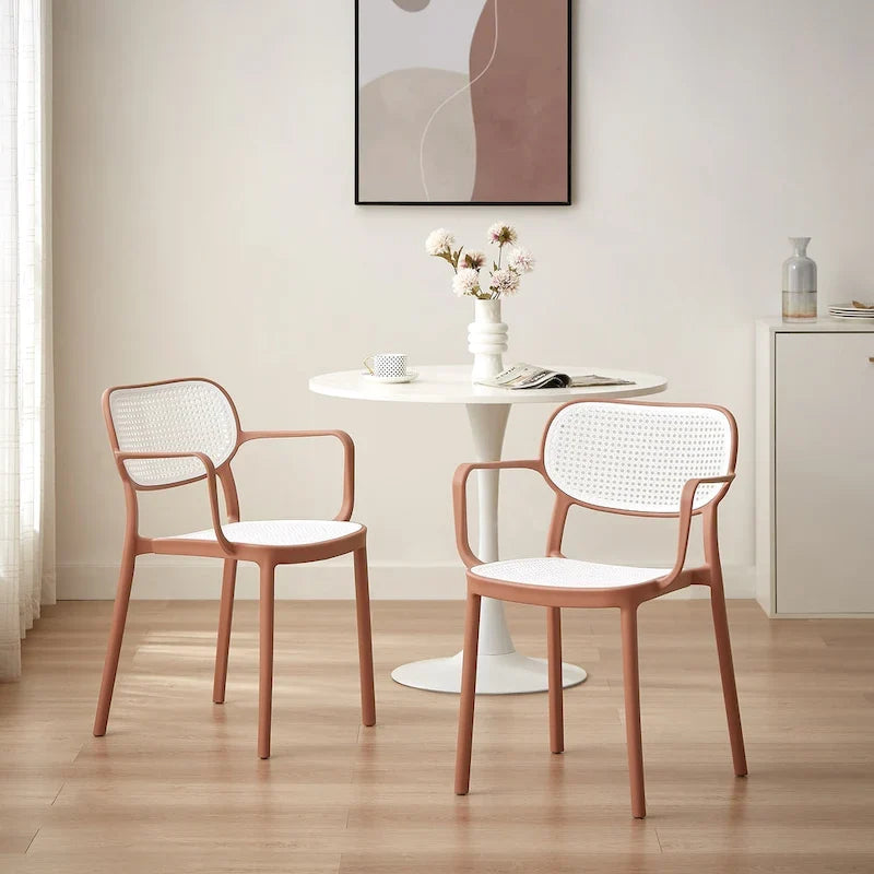 Set of 2 Modern Stackable Indoor or Outdoor Dining Chair