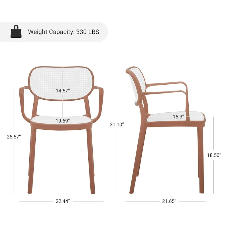 Set of 2 Modern Stackable Indoor or Outdoor Dining Chair