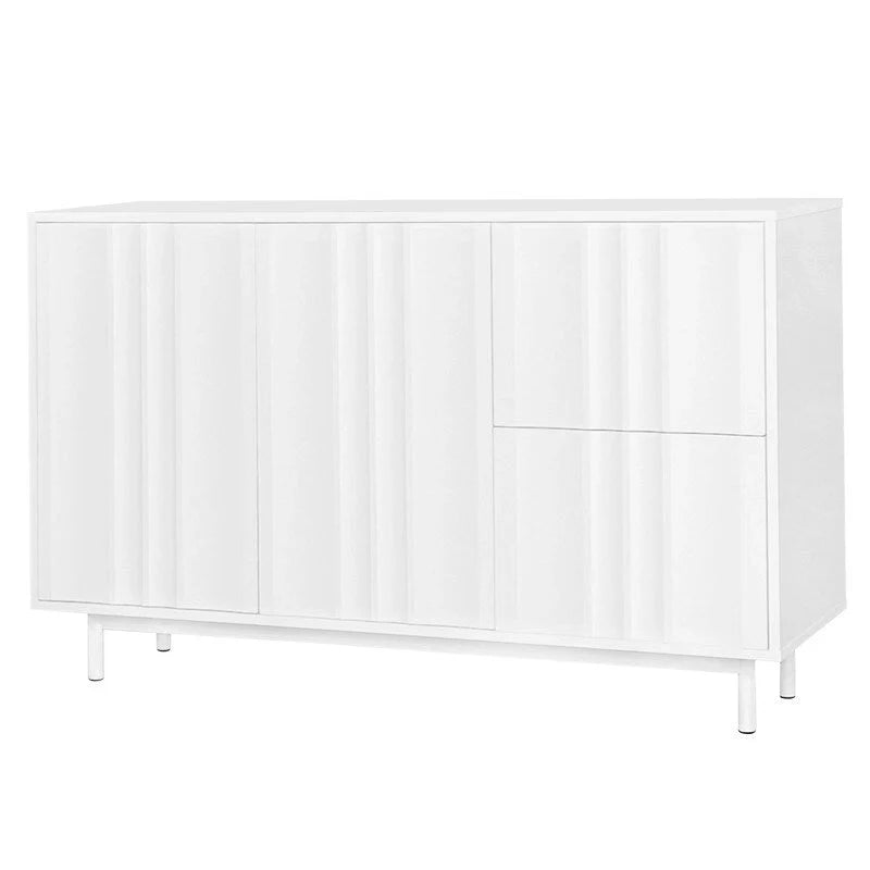 Gabinete de almacenamiento con diseño de ondas, 2 puertas y 2 cajones ajustables, ideal para estudio, entrada y sala de estar
