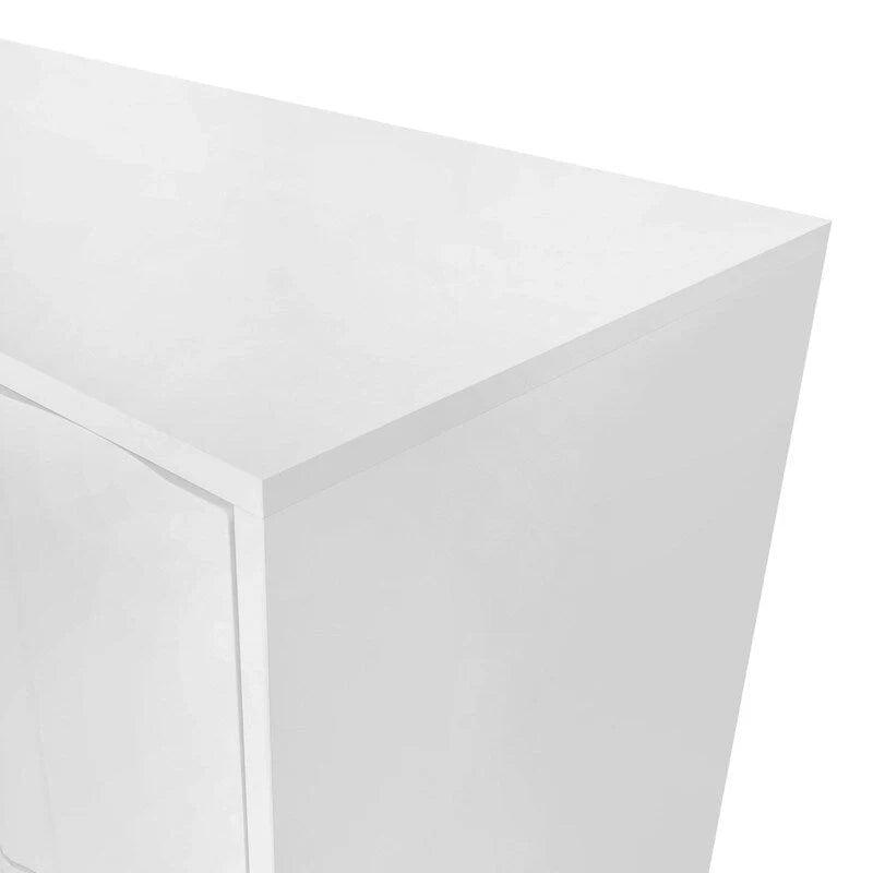 Gabinete de almacenamiento con diseño de ondas, 2 puertas y 2 cajones ajustables, ideal para estudio, entrada y sala de estar