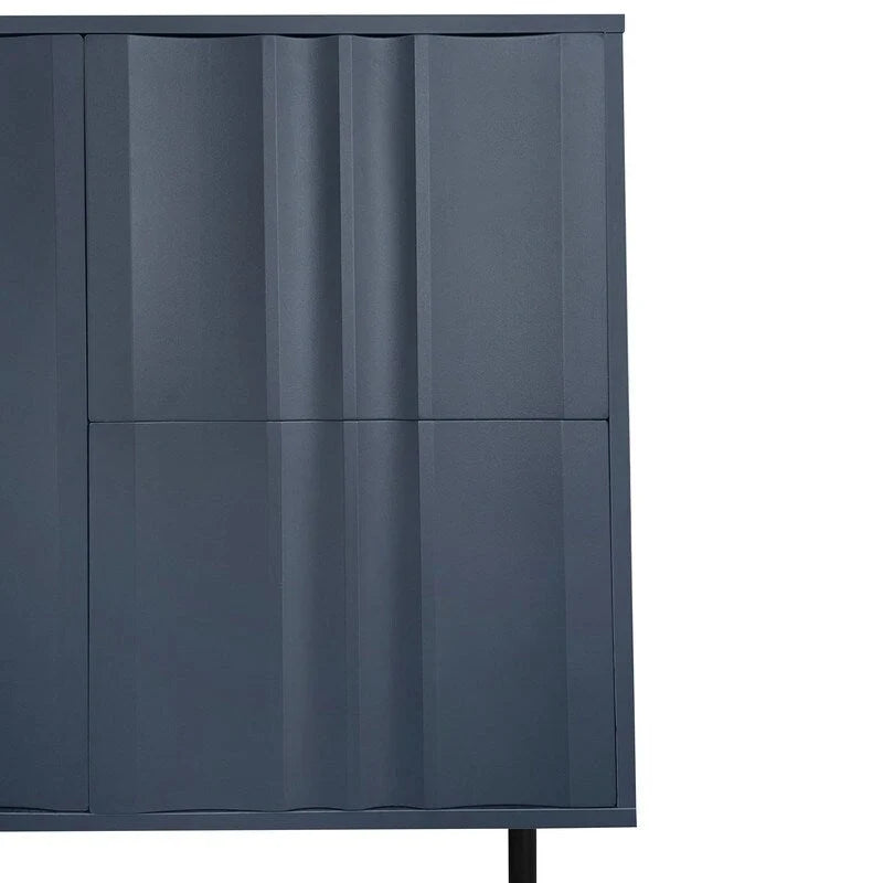 Gabinete de almacenamiento con diseño de ondas, 2 puertas y 2 cajones ajustables, ideal para estudio, entrada y sala de estar