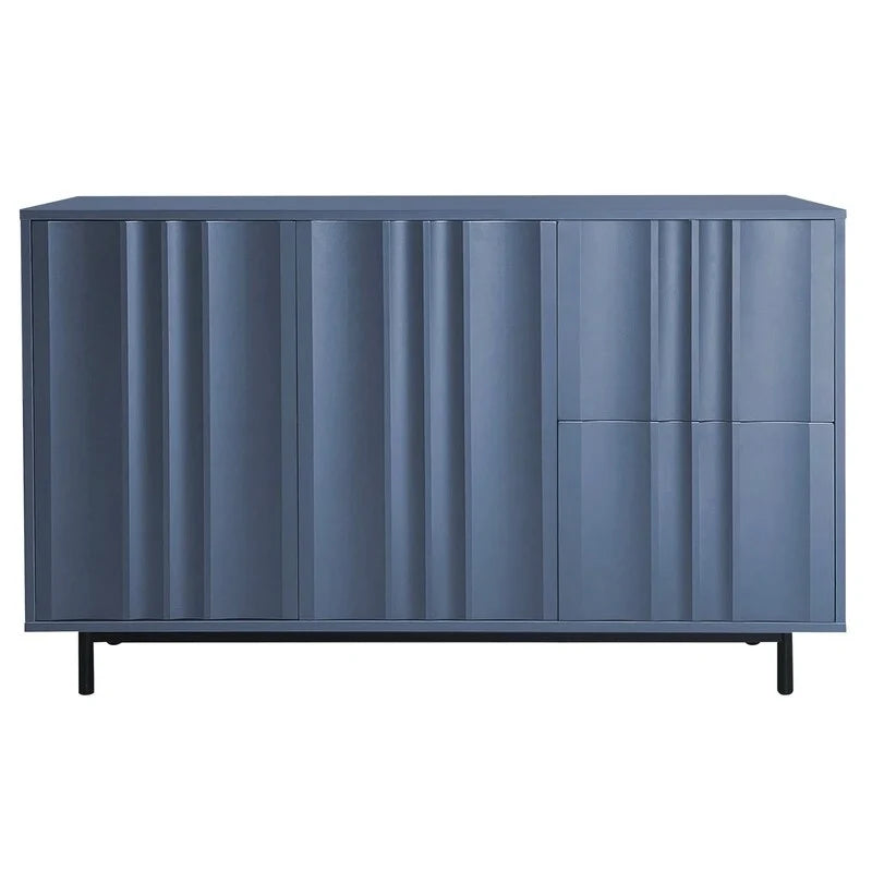Gabinete de almacenamiento con diseño de ondas, 2 puertas y 2 cajones ajustables, ideal para estudio, entrada y sala de estar