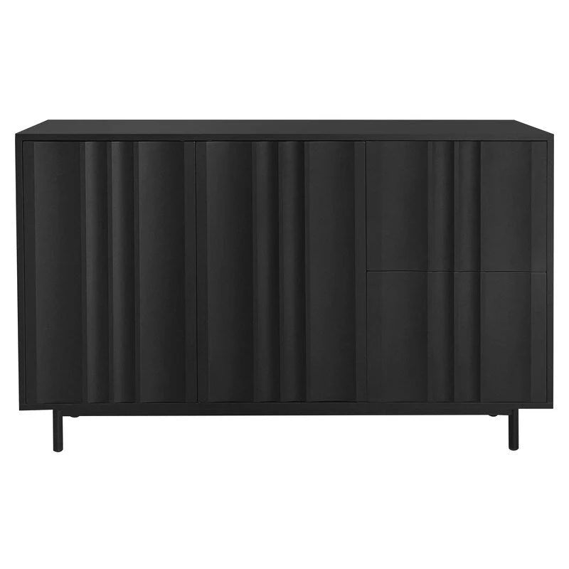 Gabinete de almacenamiento con diseño de ondas, 2 puertas y 2 cajones ajustables, ideal para estudio, entrada y sala de estar