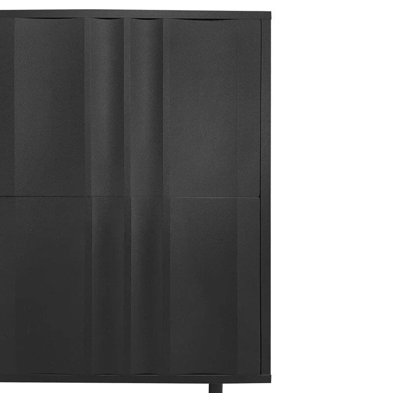 Gabinete de almacenamiento con diseño de ondas, 2 puertas y 2 cajones ajustables, ideal para estudio, entrada y sala de estar