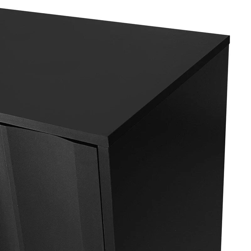 Gabinete de almacenamiento con diseño de ondas, 2 puertas y 2 cajones ajustables, ideal para estudio, entrada y sala de estar