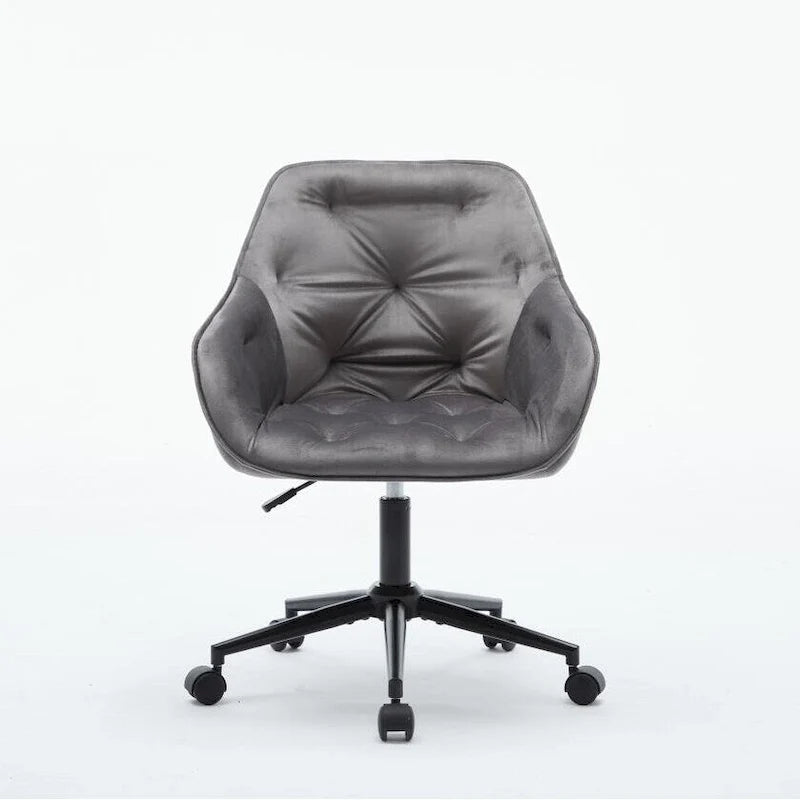 Grey Velvet Tufted Swivel Desk Chair