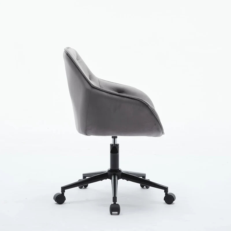 Grey Velvet Tufted Swivel Desk Chair