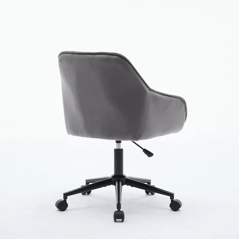Grey Velvet Tufted Swivel Desk Chair