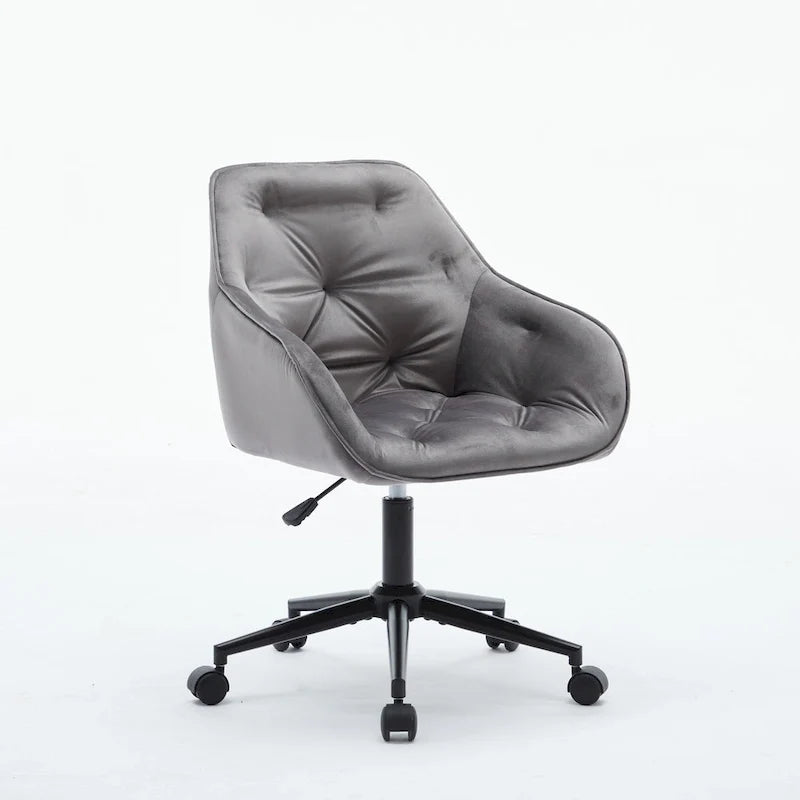 Grey Velvet Tufted Swivel Desk Chair