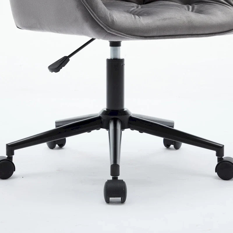 Grey Velvet Tufted Swivel Desk Chair