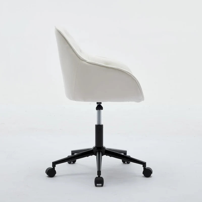 Grey Velvet Tufted Swivel Desk Chair
