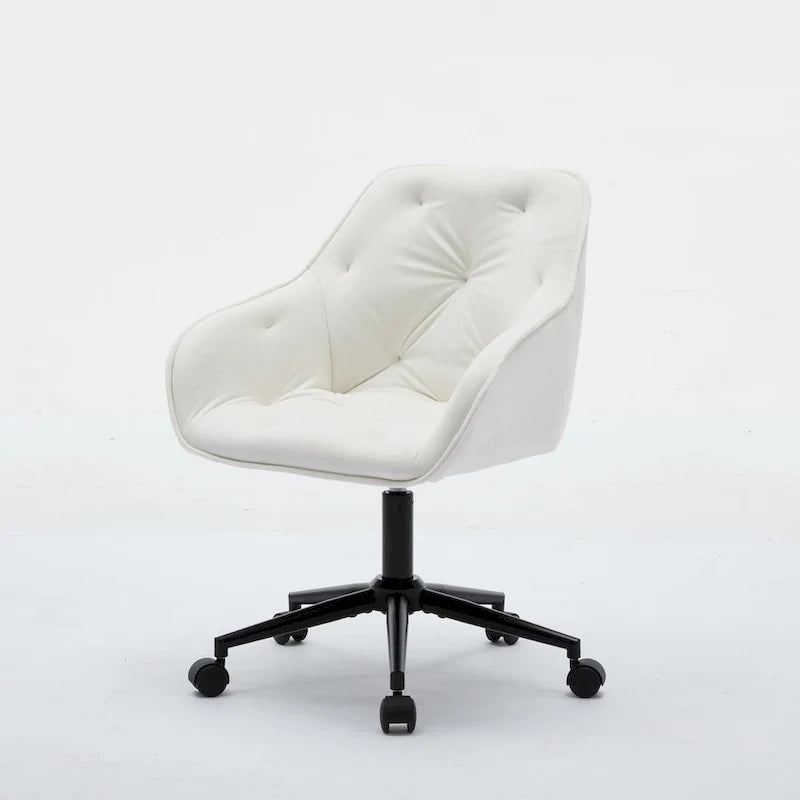 Grey Velvet Tufted Swivel Desk Chair