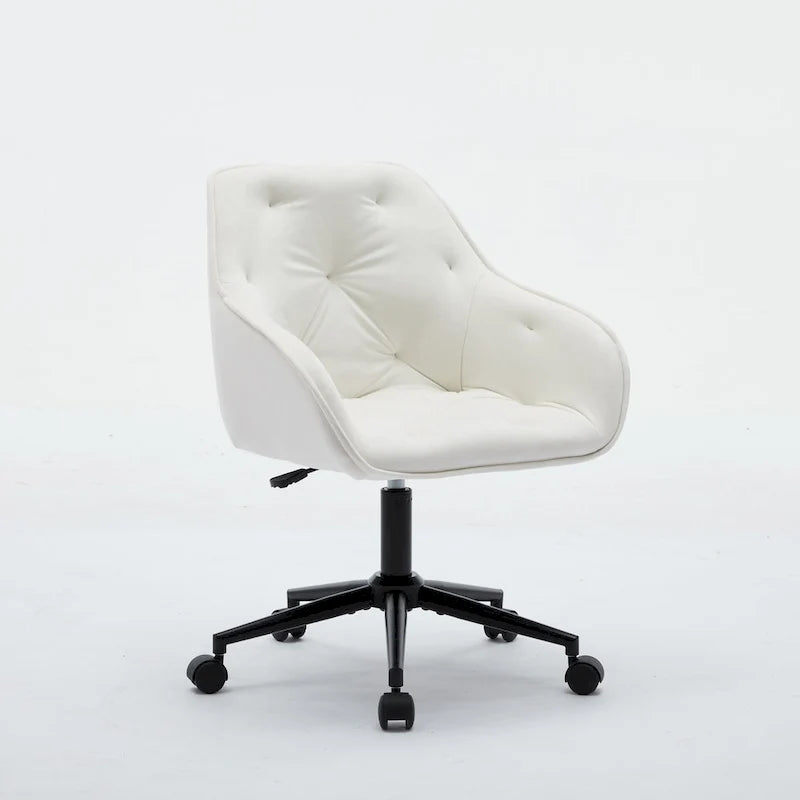 Grey Velvet Tufted Swivel Desk Chair