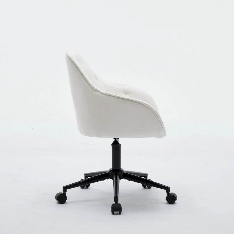 Grey Velvet Tufted Swivel Desk Chair