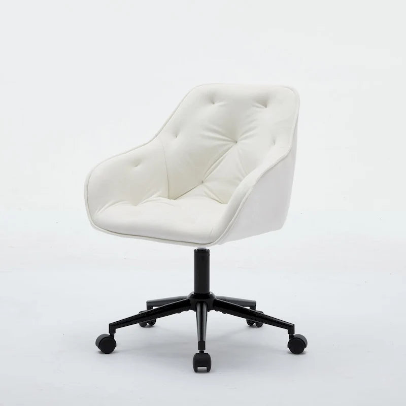Grey Velvet Tufted Swivel Desk Chair
