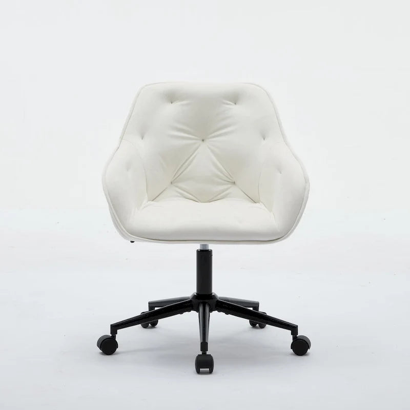 Grey Velvet Tufted Swivel Desk Chair
