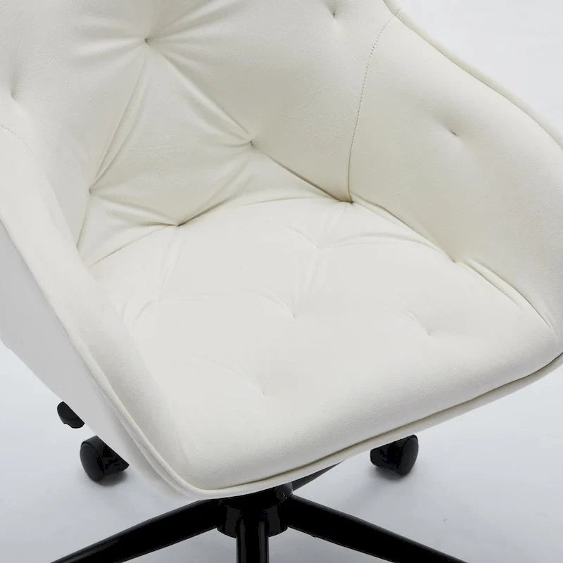 Grey Velvet Tufted Swivel Desk Chair