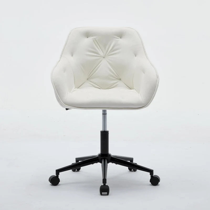 Grey Velvet Tufted Swivel Desk Chair