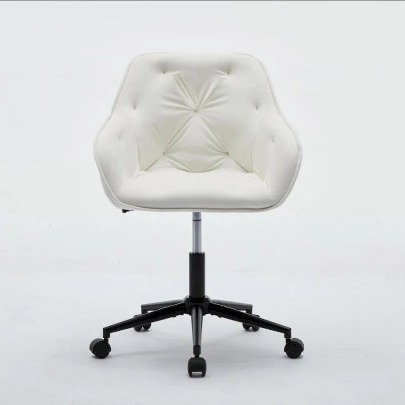Grey Velvet Tufted Swivel Desk Chair