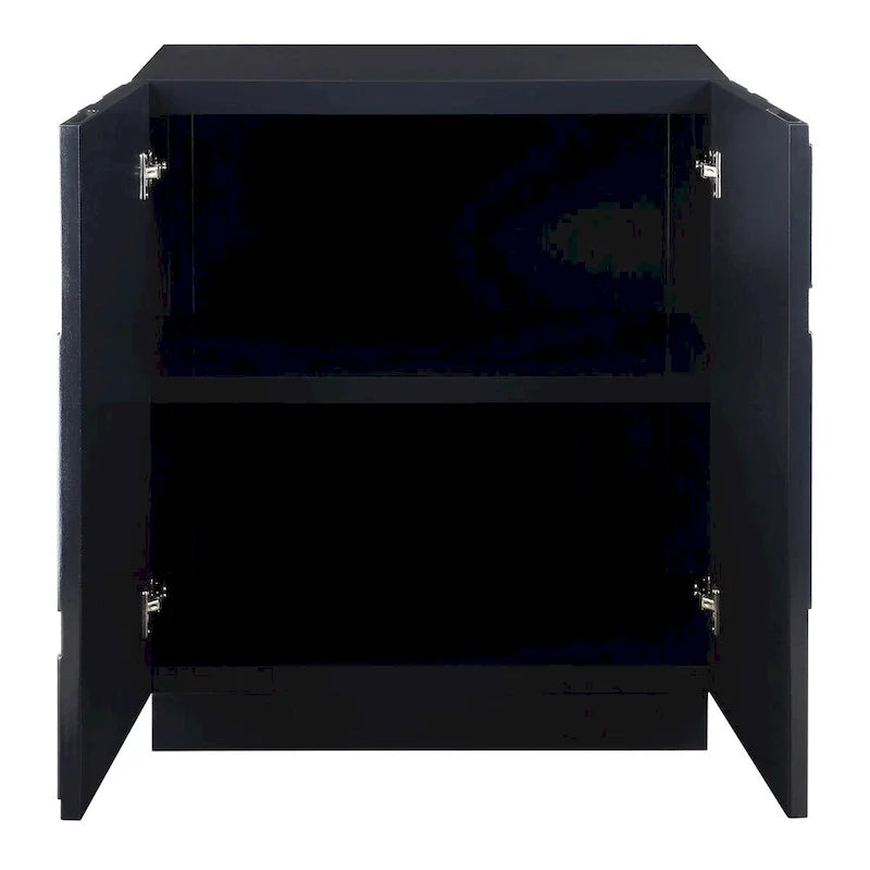 Marineblauer Akzentschrank mit geometrischem Muster